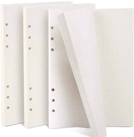 ZKSM Planner Refill Paper 5mm Squared Ruled Inserts Paper with A5 6 Holes 135 Sheets/270 Pages Binder Grid Notepaper for Filofax Bullet Journals Diary, 8.26x5.59 Inch (DOTTED)