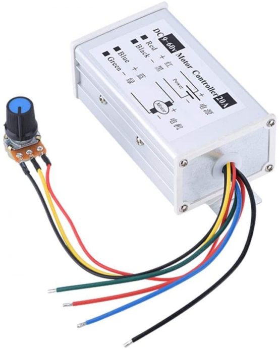 Tihebeyan PWM DC Motor Speed Controller, 9V 12V 24V 48V 60V Adjustable DC 20A DC Variable Motor Speed Regulator Board Module with Button Switch