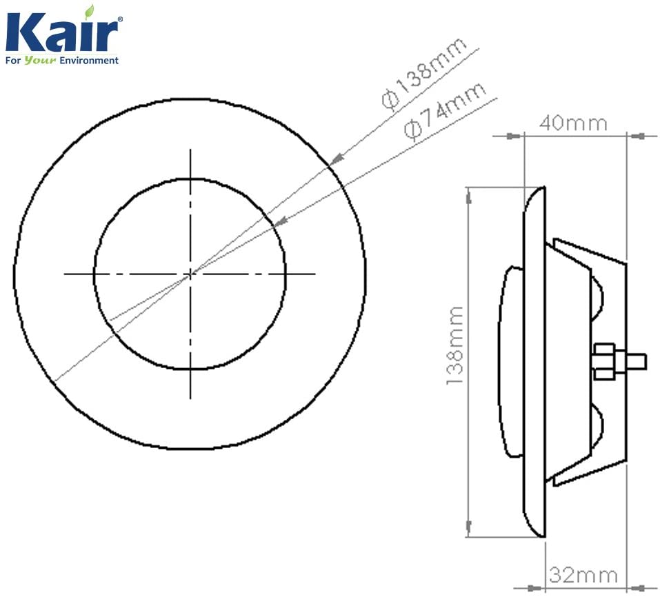 Kair Ceiling Extract Valve 100mm - 4 inch White Coated Metal Vent, 100mm Extract - Image 2