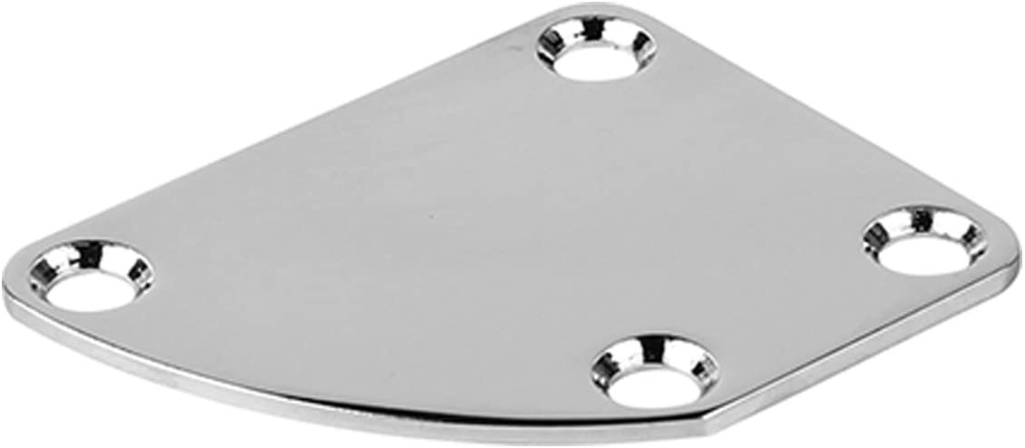 Musiclily 4 Hole Curved Guitar Neck Plate for Strat Tele Electric Guitar or Bass,Chrome - Image 2