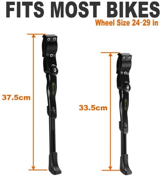MEXITAL Heavy Duty Aluminum Alloy Adjustable Bicycle Side Kickstand,Compatible for Bicycle With Wheel Diameter of 24-28 Inch, Suitable for Mountain Bike Road Bike Kids Bike Foldable Bike