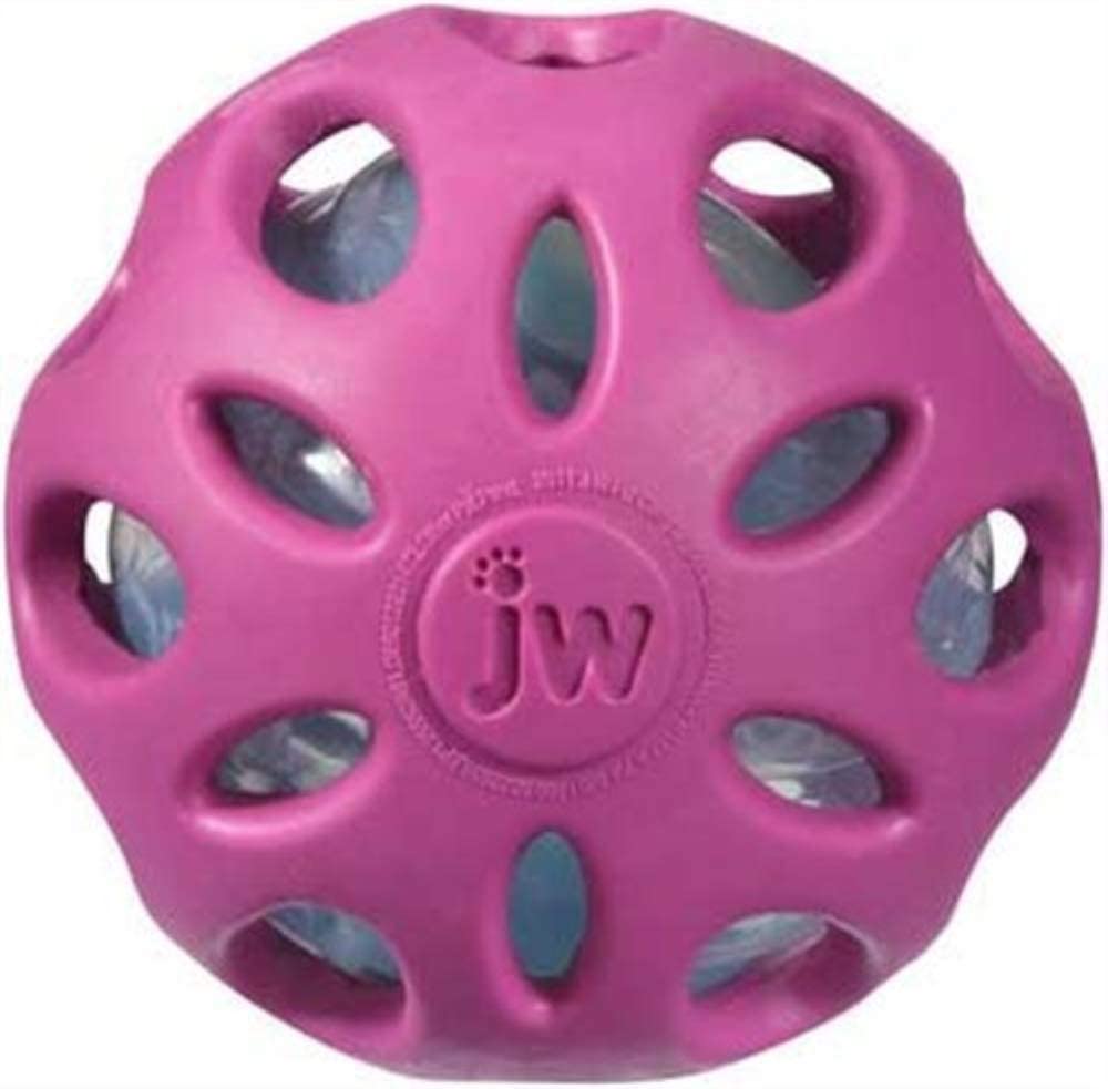 JW Crackle Ball Small By Rubber Ball with A Plastic Bottled Heart For Dogs, Assorted