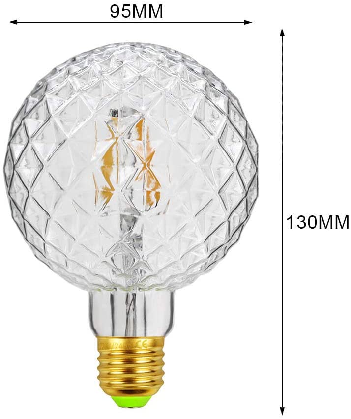 Tianfan Led Bulbs Vintage Light Bulb 4W Crystal Edison Bulb G95 220/240V E27 Specialty Decorative Light Bulb (Clear) - Image 3