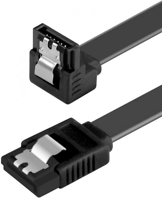 KUYiA SATA Cable III, 35cm Locking Latch Straight to 90 Degree Right Angled 6Gbps Data Leads, HDD SSD DVD Writer Connection Cord Metal Clip L-Type Connector, Compatible Up to Serial ATA/ 600 – 3 Pack - Image 2