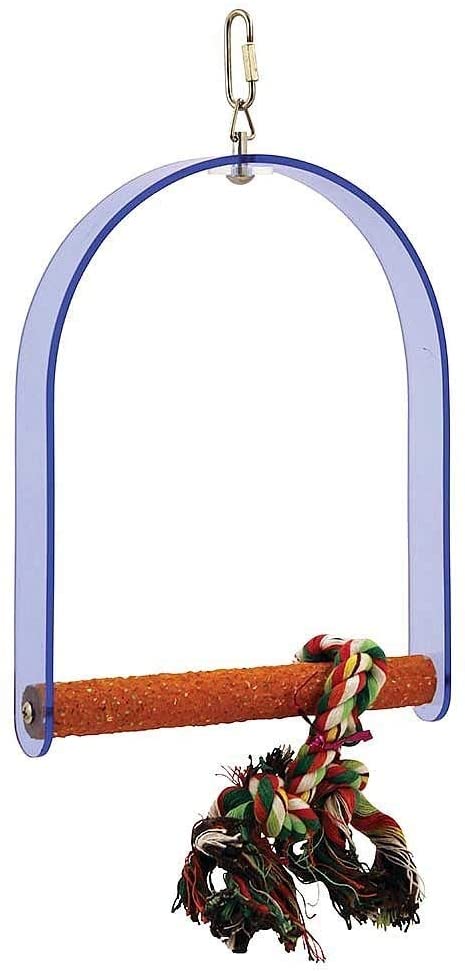 PARROT ESSENTIALS Sanded Nail Arch Swing Perch with Cotton Rope, Large Parrot Toy Nest Swing for Nail Trimming