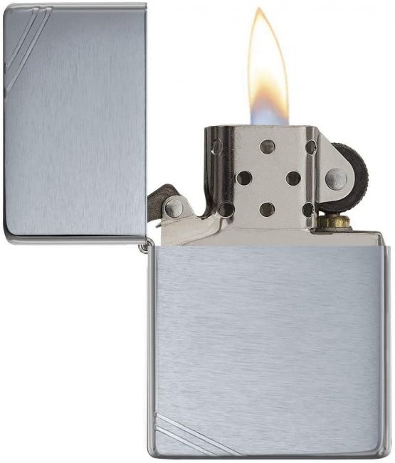 Zippo Windproof Lighter | Metal Long Lasting Zippo Lighter | Best with Zippo Lighter Fluid | Perfect for Cigarettes Cigar Candle Pocket Lighter | Vintage with Slashes | Brushed Chrome - Image 3