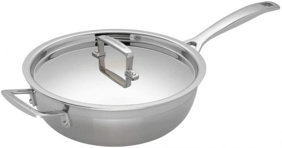 Le Creuset 96201424001000 3-Ply Stainless Steel Non-Stick Chef Pan with Lid, 24 x 8.5 cm , Silver