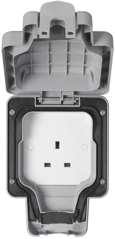 MK Masterseal Plus K56480GRY 13 amp 1-Gang Unswitched Socket , Grey