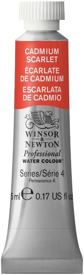 Winsor & Newton 5 ml Tube Professional Water Colour, Cadmium Scarlet, 5 ml (Pack of 1)