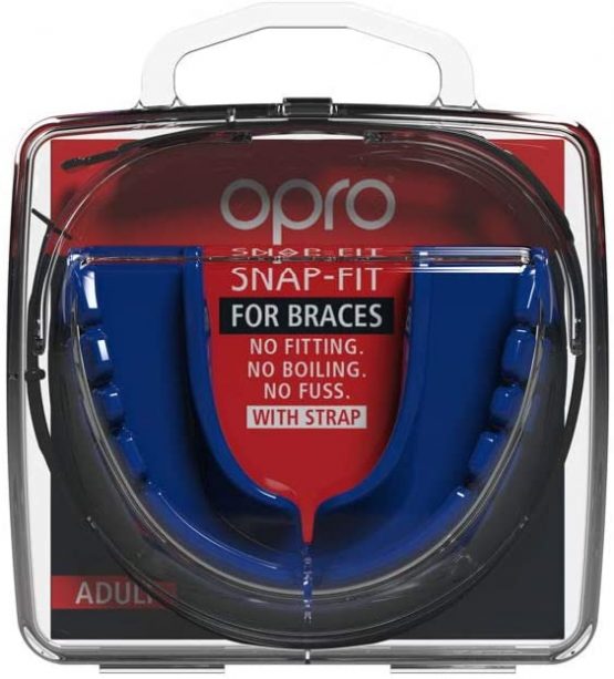 OPRO Snap-Fit Braces Mouthguard – Instant Fit Gum Shield for Rugby, Hockey, MMA, Lacrosse, Contact Sports – Dental Warranty, No Moulding Needed - with Detachable Helmet Strap - Image 3