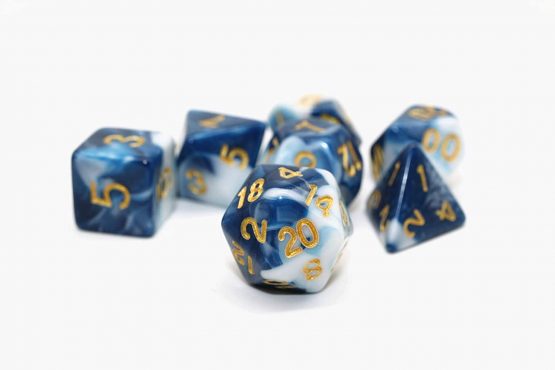 HD DICE DND RPG Polyhedral Dice Set for Dungeons and Dragons D&D Pathfinder Role Playing Games Blue & White Marble Dice - Image 4