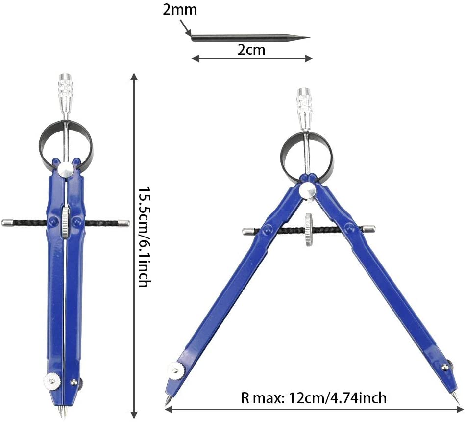 Perfetsell 2 Pack Professional Compass Math Compass Geometry With Lock Screws And Lead 7988