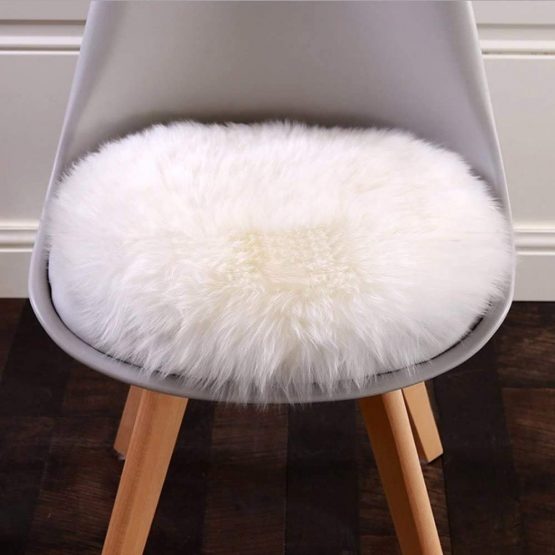 Imitation Sheepskin Rug Kaihong 60 x 90 cm, Longhair Faux Fur Imitation Wool Sofa Bedroom Rug Mat, wool, Rundes Weiß, 30 x 30 cm