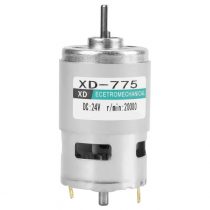 High Torque Electric Motor, XD-775 12V/24V High Speed Low Noise Double Ball Bearing Brush DC Motor for Table Drilling Machine, Cotton Sugar Machine(24V 20000rpm)