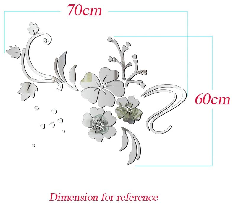 MEJOSER 2 Sets Mirror Wall Stickers Butterfly Flower Vine for Children Bedroom Living Room Decoration DIY - Image 3