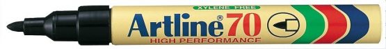 Artline 70 Permanent Marker Xylene-free Bullet Tip 1.5mm Line Black Ref A701 [Pack of 12]
