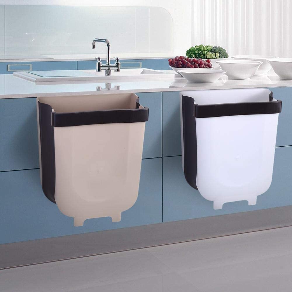Akls Trash Can, Small Hanging Waste Bin Folded for Kitchen Cabinet Door Home Garden Office School Kitchen Bathroom - Image 3