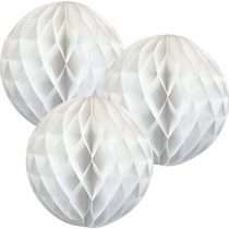 8"(20CM) Paper Honeycomb Balls (Pack of 3) Several Colours Available (White)