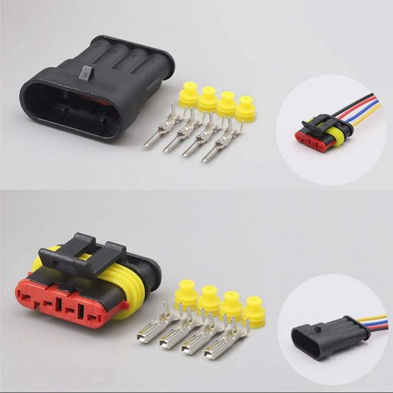 QitinDasen 9 Set Professional 4 Pin Way Car Auto Waterproof Electrical Wire Connector Terminal Plug Socket Kit, with Silicon Rubber Cable Seal, for Car Truck Boat - Image 4
