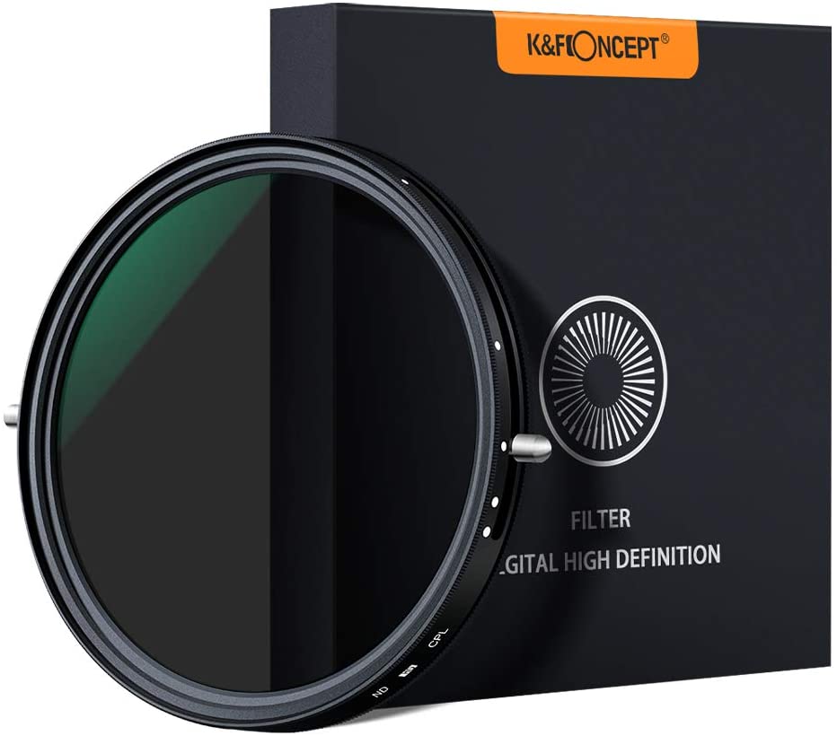 K&F Concept 82mm Variable ND Filter+CPL 2 in 1 Function Graduated Fader Neutral Density Filter MRC 18-Layer ND2-ND32