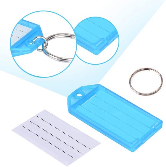 20 PCS Key Tags,XCOZU Coloured Plastic Key Fobs Tags Key Rings with Labels is Used for The Name ID Tags of The Key,Luggage,Pet and Bag,Writable Paper Card Keyring Tags with Split Ring Keys Tags - Image 4