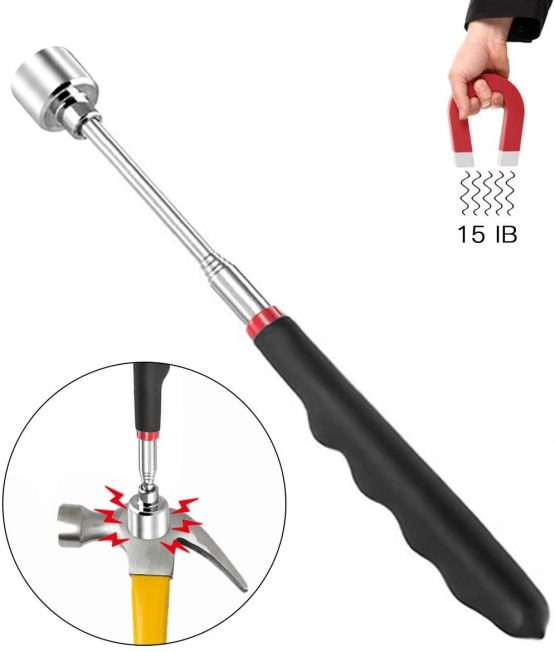 5 Pieces Magnetic Telescoping Pickup Grabber Tool, Extendable Tool Kit with LED Light, Including 15 lb/1 lb/Round/Square Inspection Mirror/Telescoping Handle 360° Swivel for Extra Viewing and Pickup - Image 4