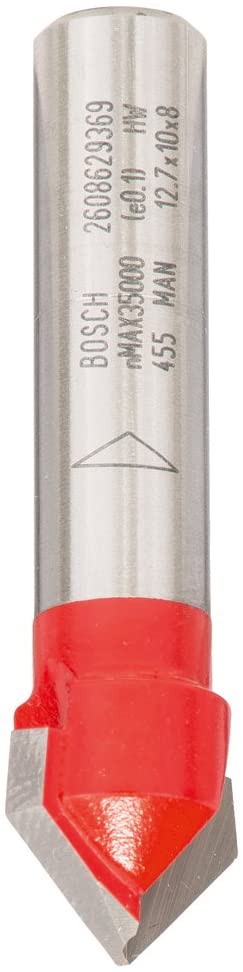 Bosch 2608629369 V-Grooving Cutter 12, 7x10x8mm, 0 V, Red/Silver, D 12,7 mm Länge 10 mm G 44,5 mm