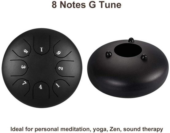 Steel Tongue Drum,8 Notes 6 inch Handpan Drum Percussion Instrument with Carry Bag,Music Book,2 Drumsticks and 6 Finger Picksreal Drum Tank Drum for Yoga Meditation Musical Education - Image 4