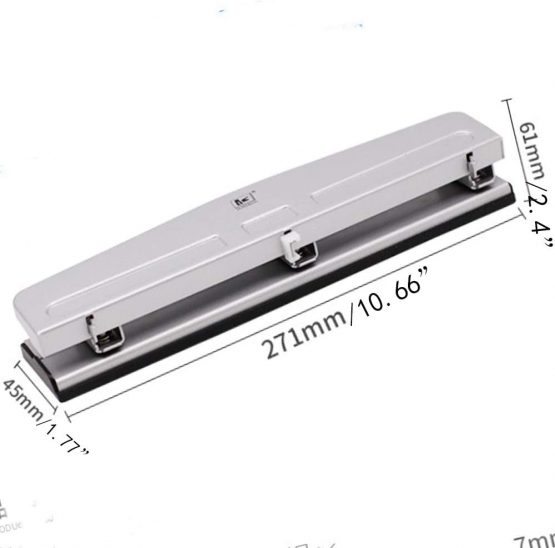 Reduced Effort Three-Hole Punch,，Desktop Hole Punch, Hole Puncher, 12 Sheet Punch Capacity, Silver - Image 2