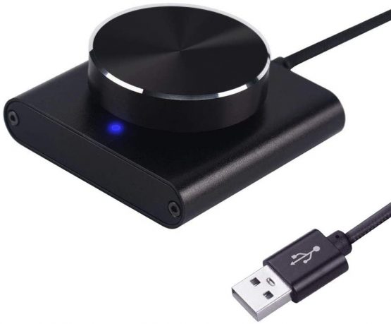 USB Volume Control Knob, COOIDEA Volume Controller, Multimedia Controll Knob with one Key Mute/Pause Function for PC, Support Windows/Mac/IOS/Android/Linux (Black)