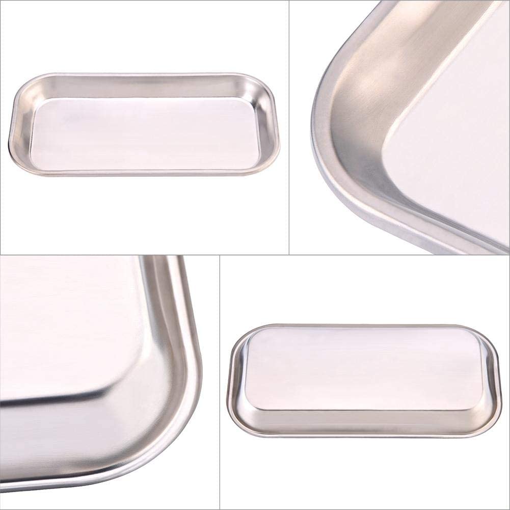 Clinic Medical Instrument Tray, Stainless Steel Square Dental Tray Party Serving Plate, Piercing