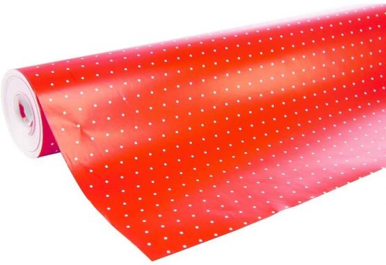 Clairefontaine Christmas Alliance Long Roll Wrapping Paper, 50mx0.70m - Red with dots