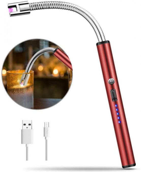 MOSUO Candle Lighter, Electric Arc Lighter USB Rechargeable Windproof Flameless Lighter, Electronic Lighter Long Lighter for Candles, Kitchen, Barbecue, Fireworks