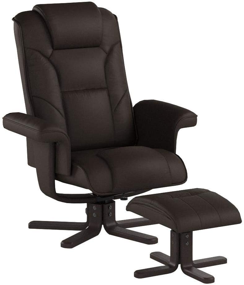 Julian Bowen Brown Fabric Malmo Recliner and Footstool, Height: 105, Width: 83, Depth: 82cm