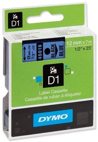 DYMO Authentic D1 Labels, black/blue, 12 mm x 7 m