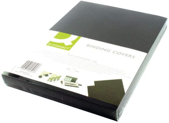 Q-Connect A4 Binding Comb Covers Leathergrain - Black (Pack of 100) - Image 2