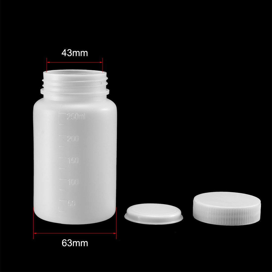 sourcing map Plastic Lab Chemical Reagent Bottle 250ml/8.5oz Wide Mouth Sample Sealing Liquid Storage Containers 5pcs - Image 3