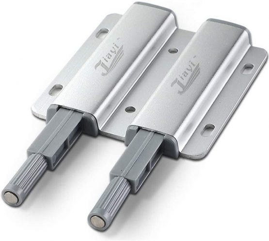 Magnetic Push Latch for Cabinets Jiayi 2 Pack Cupboard Double Push to Open Door Catches for Kitchen Heavy Duty Push Open Touch Opener Closet Door Close RV Drawer Closer Wardrobe Closure