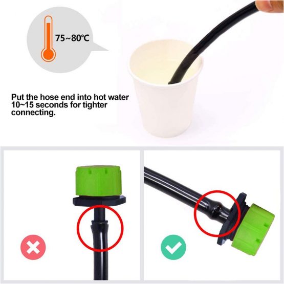 Kalolary 100Pcs 1/4Inch Adjustable Micro Drip Irrigation System Watering Sprinklers Anti-Clogging Emitter Dripper Green Garden Supplies - Image 4