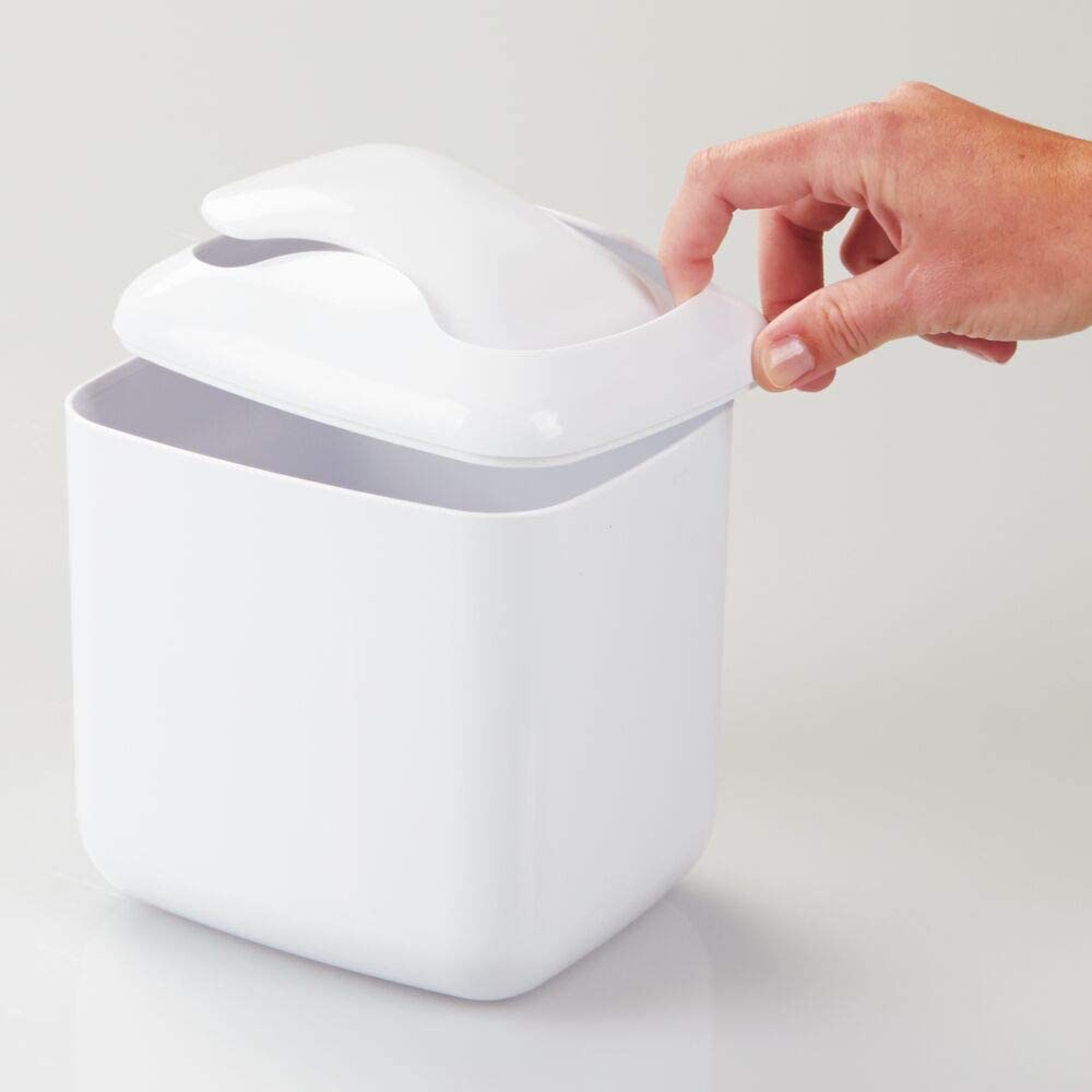 mDesign Small Bathroom Bin with Swinging Hinged Lid – Plastic Waste ...