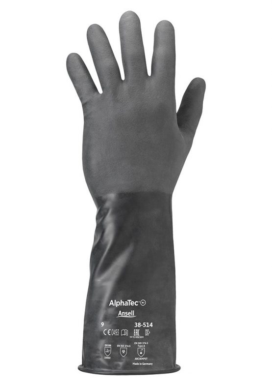 Ansell AlphaTec 38-514 Chemical Resistant Gloves in Butyl, Maximum Protection for Heavy Duty Work, Flexible and Comfortable Design, Industrial PPE Workwear, Latex Free, Size 7/S (1 Pair) - Image 2