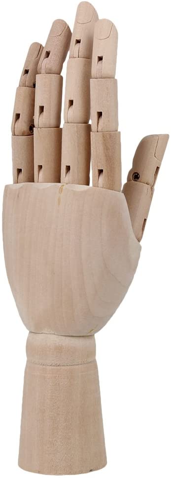 BQLZR Wooden Left Hand Body Artist Model Jointed Articulated Flexible Fingers Wood Sculpture Mannequin