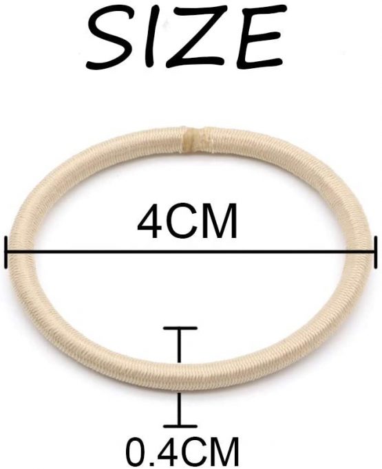 Dofash 30Pcs Super Elastic Hair Ties Ponytail Holders No Crease Hair Bands for Women Girls Thick Hair 1.6"x4mm (Beige/Blonde) - Image 4