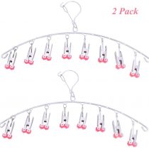 Qinglele 2Pack Drying Hanger, Stainless Steel Drying Rack, Drip Hanger With 8 Pegs for Underwear Socks Bra Panty Gloves, Windproof, Quickly Remove Clothes from Hanger (Red)