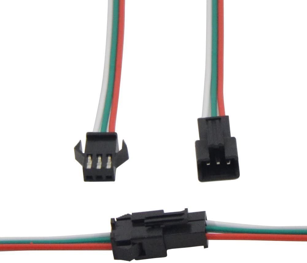 VIPMOON 20 works JST SM 3 Pin Male to Female Plug EL Wire Cable Connector Adapter for WS2811 WS2812B SK6812 LED Strip Lights - Image 2