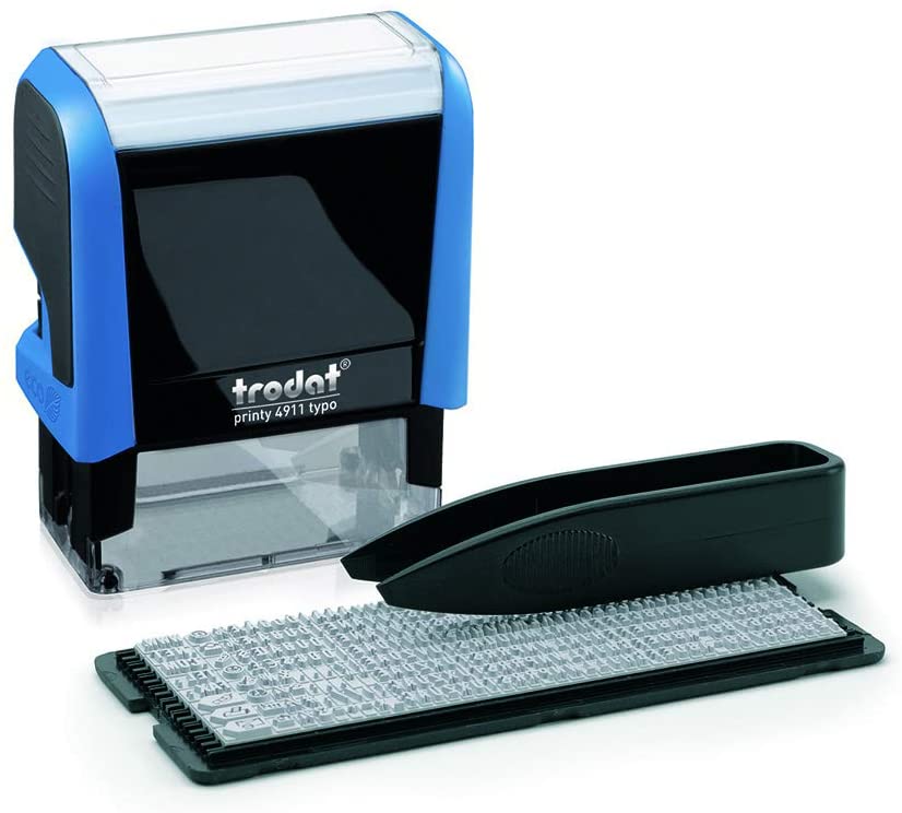 Trodat Printy 4911 DIY Self Inking Stamp, Blue Body - Black Ink, 29x54x69mm, 37 x 11 mm