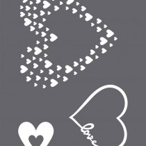 Rayher 45124000 Set of Mask Stencil Squeegee for Crafts and Painting, Reusable Silk Screen Template with Heart Designs for Wedding and Anniversary, 14.8x21cm, colourless, A5