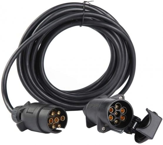 ETUKER 6m 7 Pin Trailer Plug Socket Extension Lead, 12V 7 Pin 6m Extension Lead Towing Caravan Trailer Truck RV Electrical Wiring Cable Connector Trailer Line (6m 7 Pin Extension Lead)