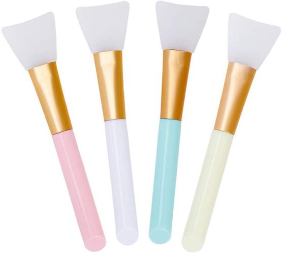 BESLIME Mask Brush, Cosmetic Mask Brush, Silicone Beauty Mask Brush, Beauty Tool for Facial Mud Application, 4 Pieces (Pink+White+Blue+Yellow)