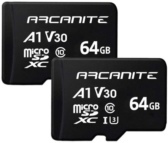 ARCANITE 2-Pack 64GB microSDXC Memory Card - A1, UHS-I U3, V30, 4K, C10, MicroSD, Optimal read speeds up to 90 MB/s
